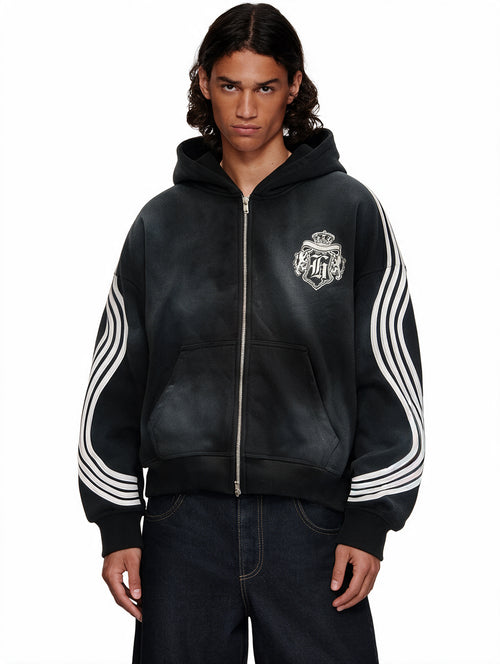 black “hidden tears” zip-up