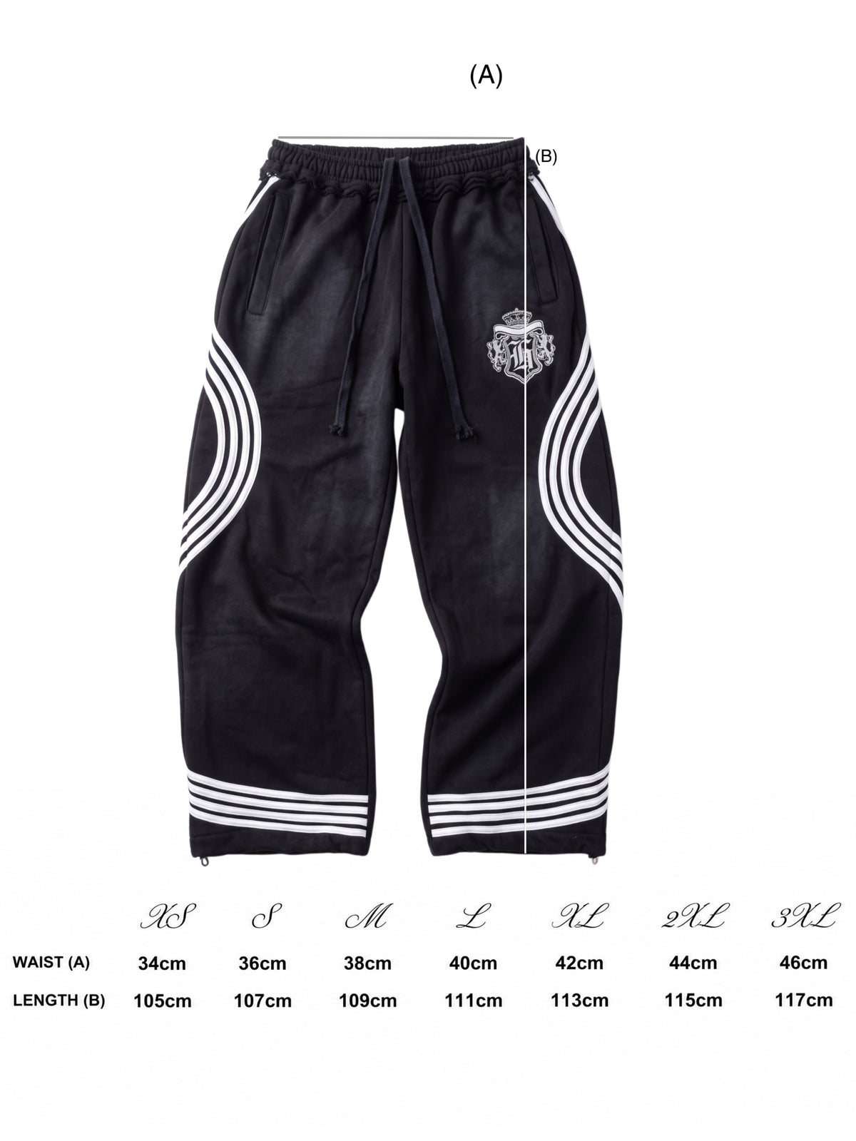 black "hidden” tears sweats