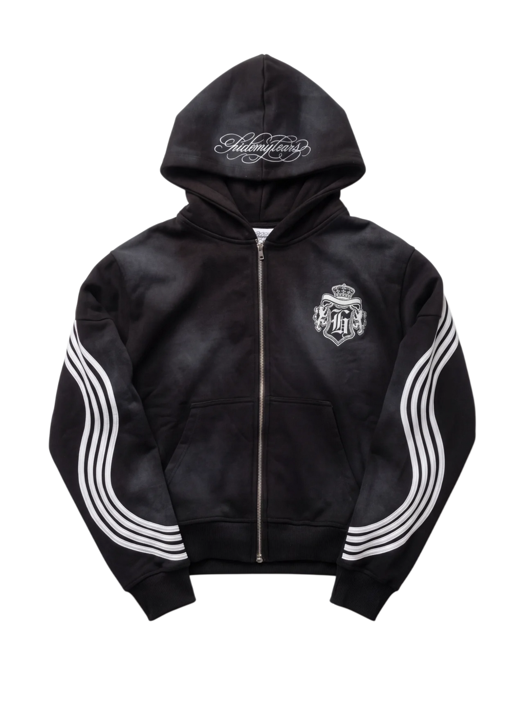black “hidden tears” zip-up
